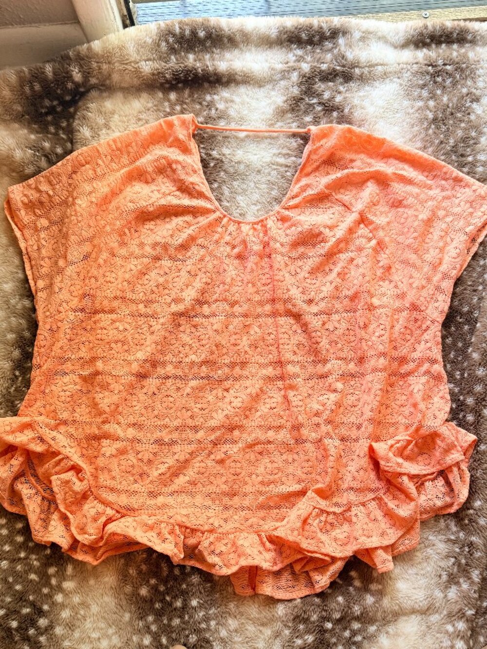 XS/S Victoria's Secret Bright Orange Lace Sheer Swim Cover Up Tunic - Picture 2 of 6